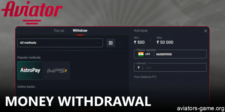 Instruction on withdrawing funds from Pin-Up for Aviator players