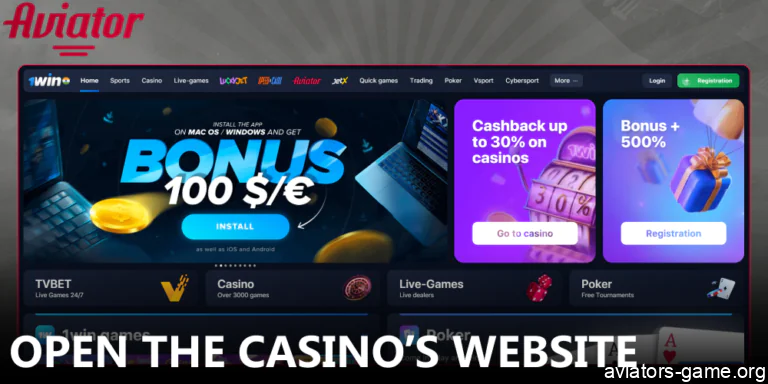 Open the casino’s website to start playing Aviator
